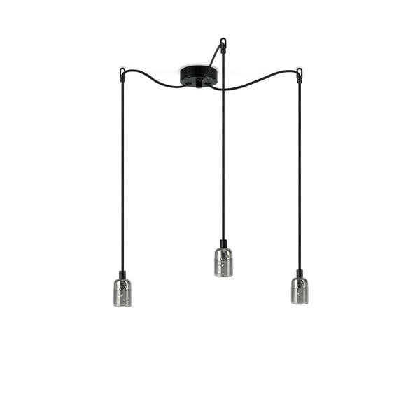Črna dvojna viseča svetilka z detajli v srebrni barvi Sotto Luce Uno