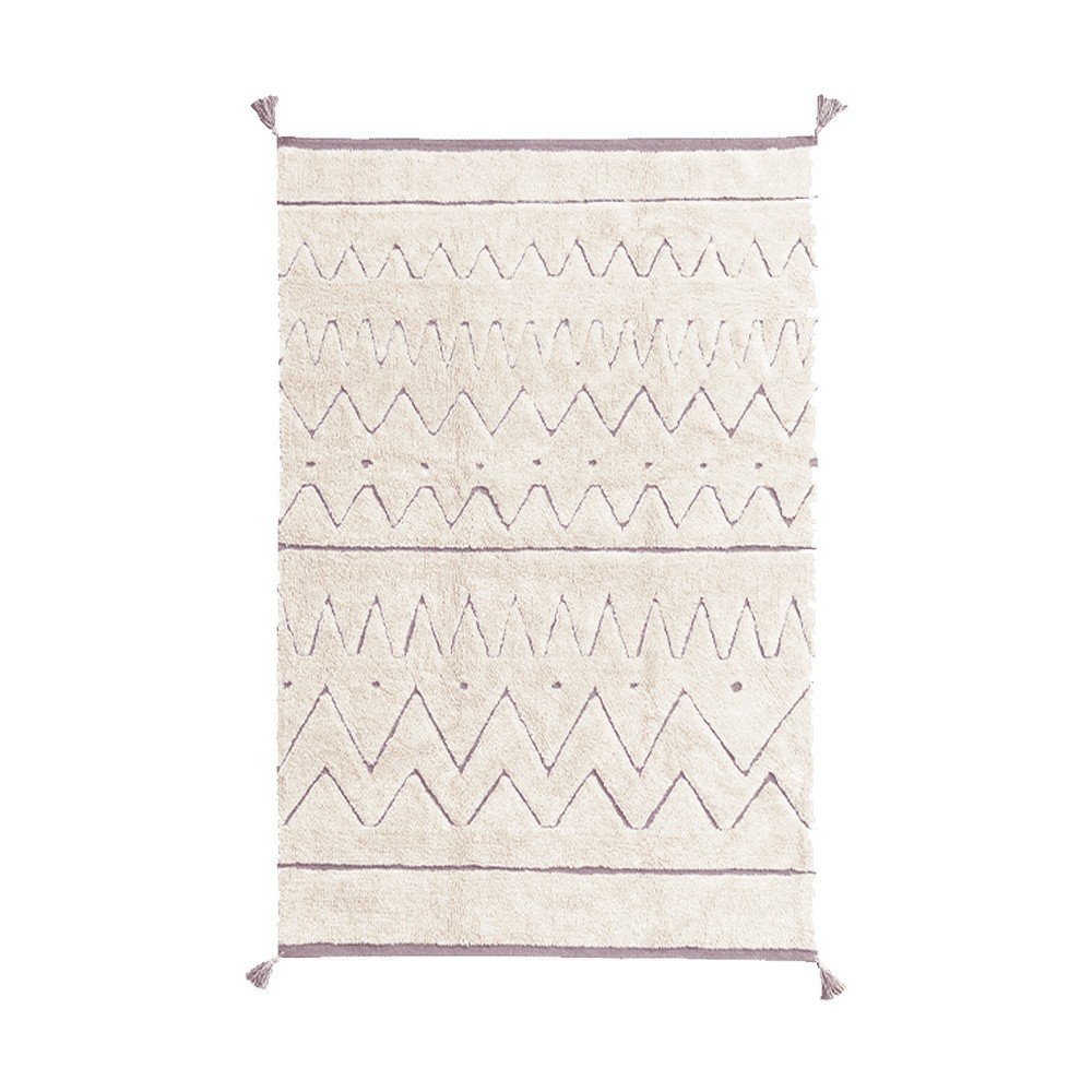 Kremno bela pralna ročno tkana bombažna preproga 90x130 cm Azteca