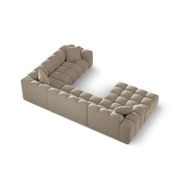 Svetlo rjava kotna sedežna garnitura iz šenilje (desni kot/v obliki črke "U") Treno – Cosmopolitan Design-image-3