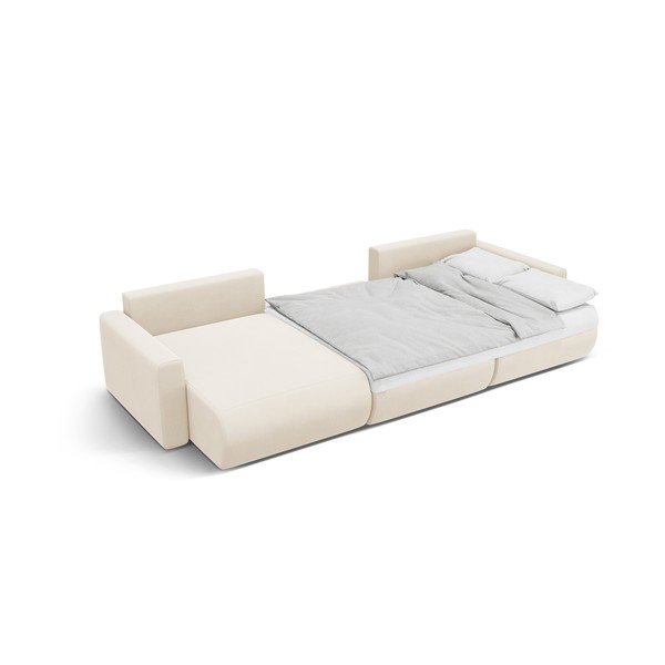 Bež žametna raztegljiva kotna sedežna garnitura s prostorom za shranjevanje (v obliki črke "U") Belfast – Cosmopolitan Design-image-4