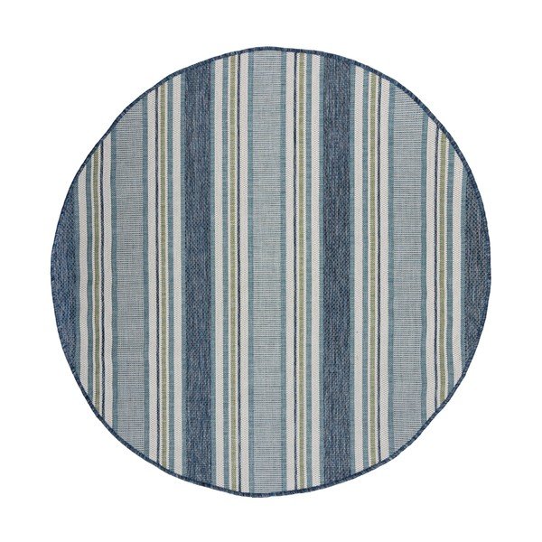 Zelenomodra okrogla notranja in zunanja preproga ø 160 cm Roma Stripe – Flair Rugs