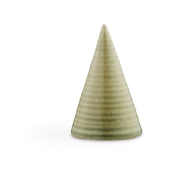 Svetlo zelena kamnita dekorativna figurica Kähler Design Glazed Cone Olive Green, višina 11 cm