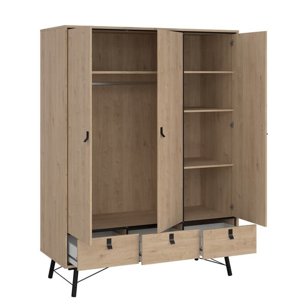 Garderobna omara v hrastovem dekorju v naravni barvi 150x200 cm Ry – Tvilum-image-4