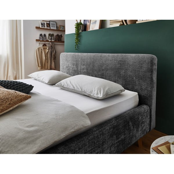 Temno siva oblazinjena zakonska postelja s prostorom za shranjevanje z letvenim dnom 160x200 cm Mattis – Meise Möbel-image-4