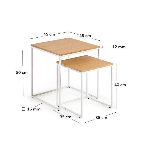 Stranske mizice v hrastovem dekorju v kompletu 2 ks 45x45 cm Yoana – Kave Home-image-3