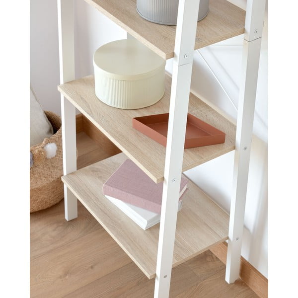 Bel/naraven regal v hrastovem dekorju 56x172x32 cm Aarhus – Kave Home-image-4