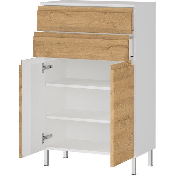 Bela nizka kopalniška omarica v hrastovem dekorju 60x97 cm Torrance - Germania-image-2