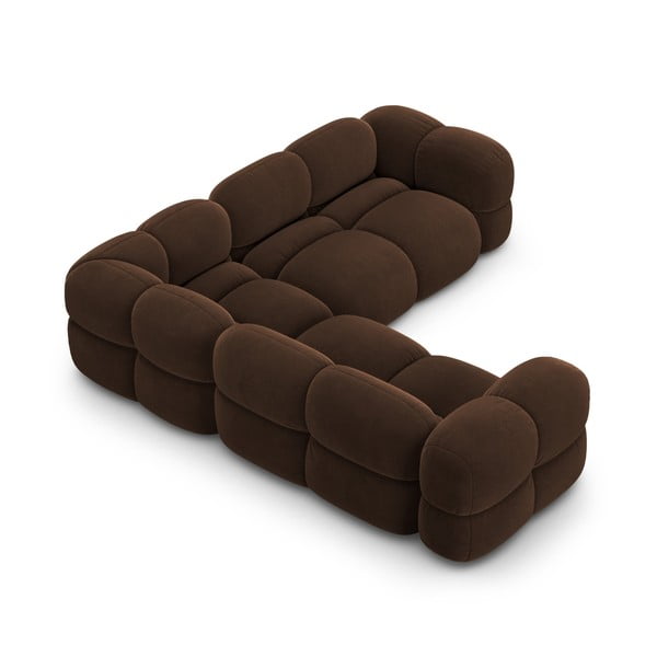 Temno rjava žametna kotna sedežna garnitura Loretto – Cosmopolitan Design-image-4