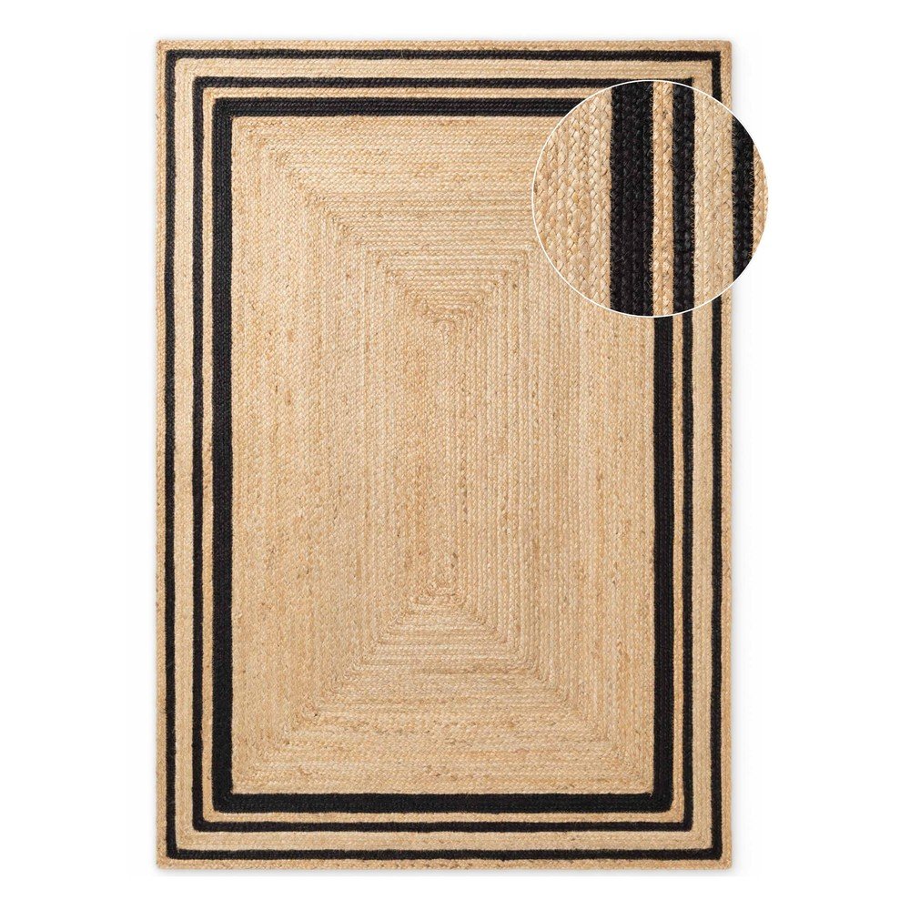 Črna/v naravni barvi obojestranska/ročno tkana preproga iz jute Looma