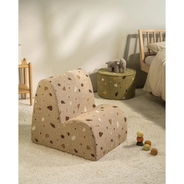Svetlo rjav otroški fotelj iz tkanine bouclé in šenilje Terrazzo Cloud – Wigiwama-image-3