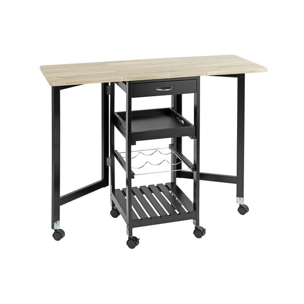 Črna/naravna vinska omara v hrastovem dekorju za 3 steklenice 97x77 cm – Maximex