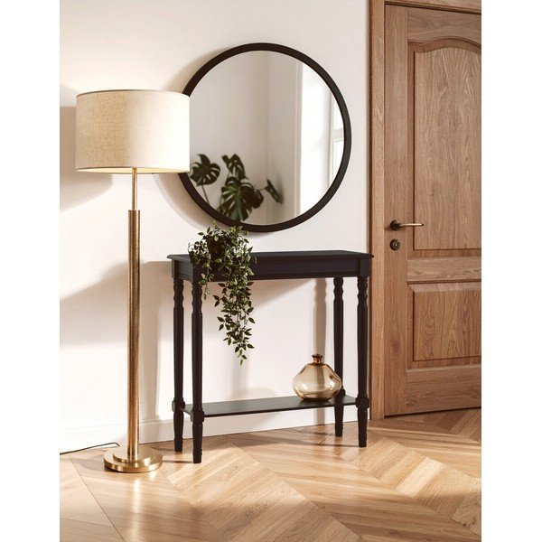 Črna stranska mizica iz masivnega bora 30x80 cm Heritage – Premier Housewares-image-1