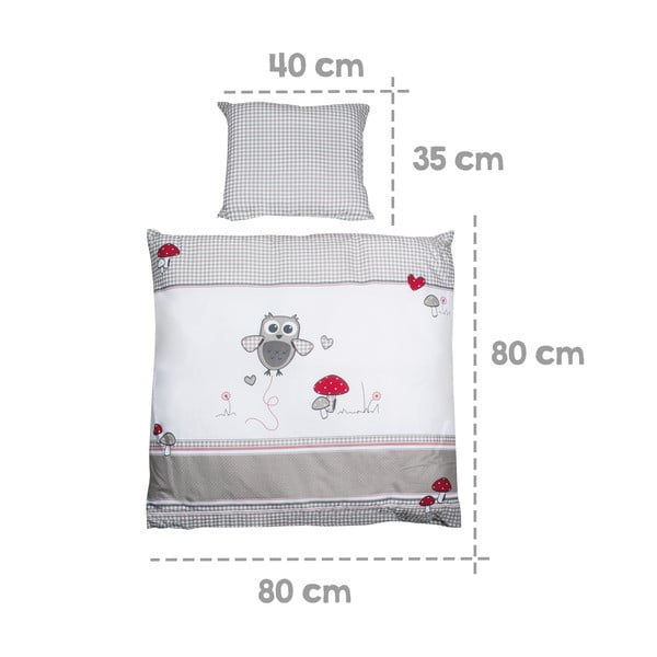 Bela/siva bombažna otroška posteljnina za otroško posteljico 80x80 cm Adam & Eule – Roba-image-3