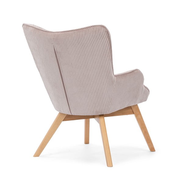 Svetlo rožnat fotelj iz rebrastega žameta Niko – Ropez-image-3