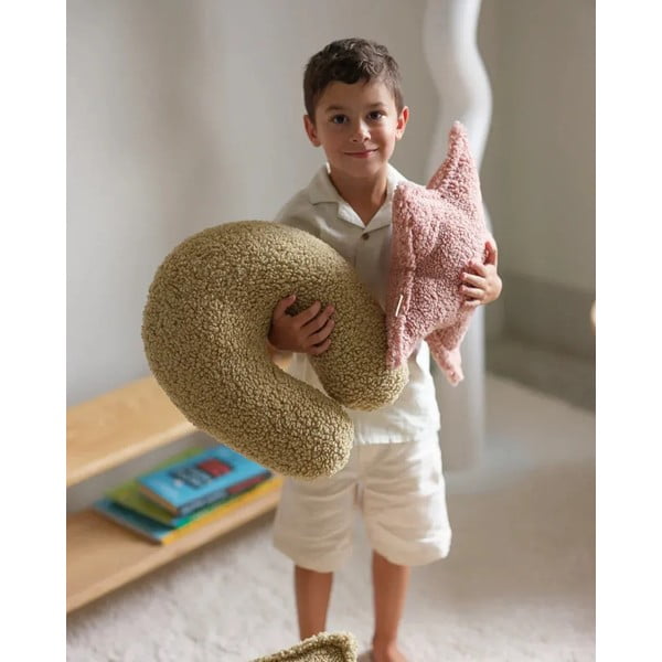 Rožnata otroška blazina bouclé Star – Wigiwama-image-4