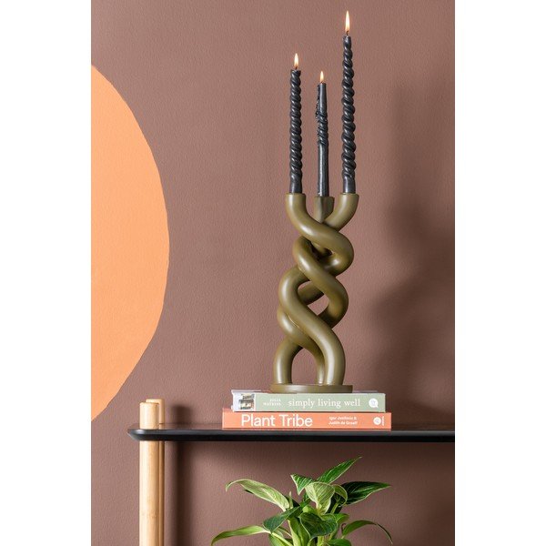 Zelen keramični svečnik za tri sveče PT LIVING Twisted, višina 31,4 cm-image-1