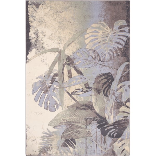Siva/kremno bela volnena preproga 133x180 cm Plants – Agnella