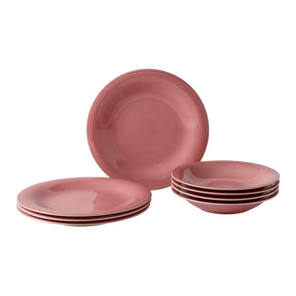 8-delni komplet porcelanaste posode roza barve Like by Villeroy & Boch Group