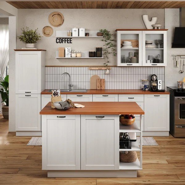 Bela/jantarna stenska vitrina iz masivnega bora 105x80x35 cm Teramo – Støraa-image-2
