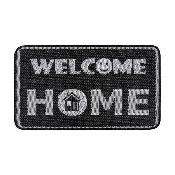 Antracitno siv predpražnik Hanse Home Weave Smiley Welcome, 50 x 80 cm