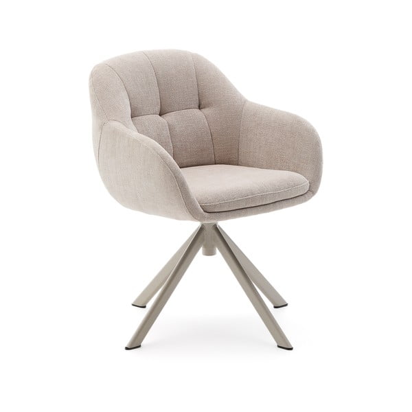 Bež oblazinjen jedilni stol z nasloni za roke Dorina – Kave Home