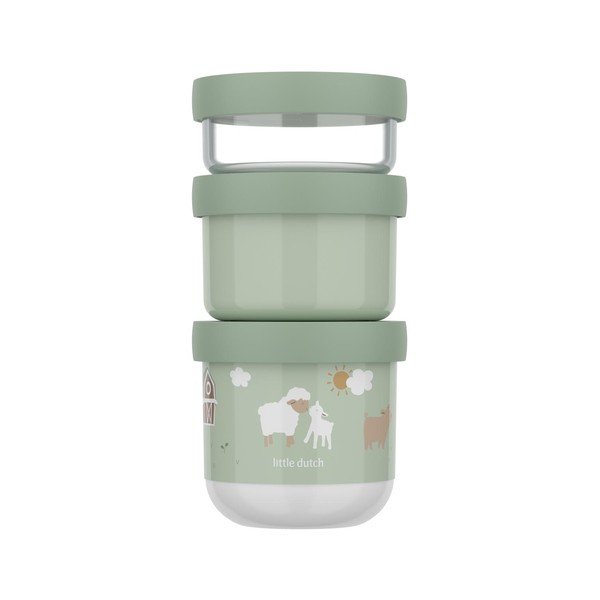 Svetlo zelene plastične otroška posoda za malico v kompletu 3 ks Little Farm – Mepal-image-3