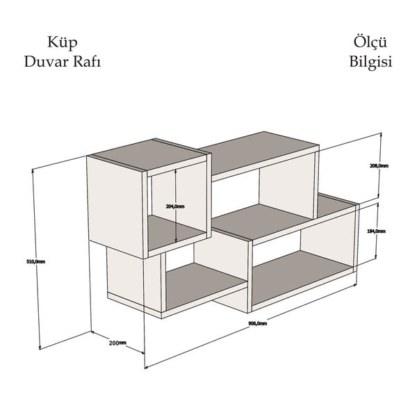 Bela in rjava stenska polica Afro-image-2
