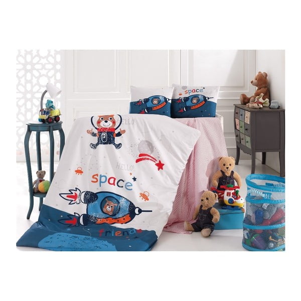 Komplet bombažne posteljnine za otroke Into Space, 100 x 150 cm