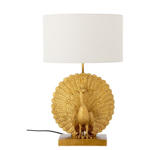 Namizna svetilka v zlati barvi s tekstilnim senčilom (višina 58,5 cm) Peacock – Bloomingville
