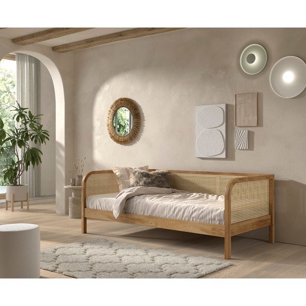 Postelja iz masivnega hrasta z letvenim dnom 90x200 cm v naravni barvi Olive Captain Rotan – Vipack-image-1