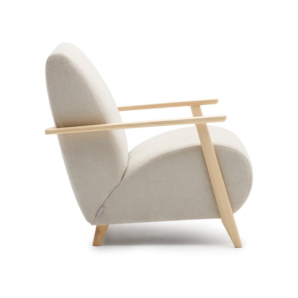 Bež/kremno bel fotelj iz šenilje Meghan – Kave Home-image-4