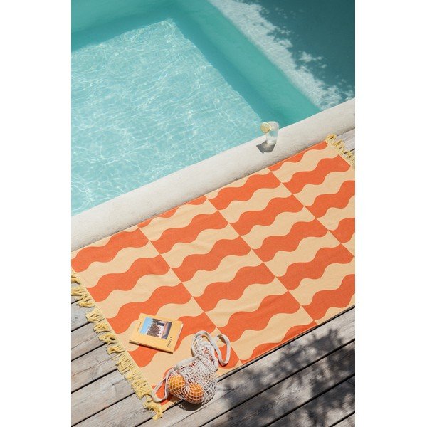 Rumena/oranžna bombažna brisača za na plažo 100x160 cm Nuno – noo.ma-image-2