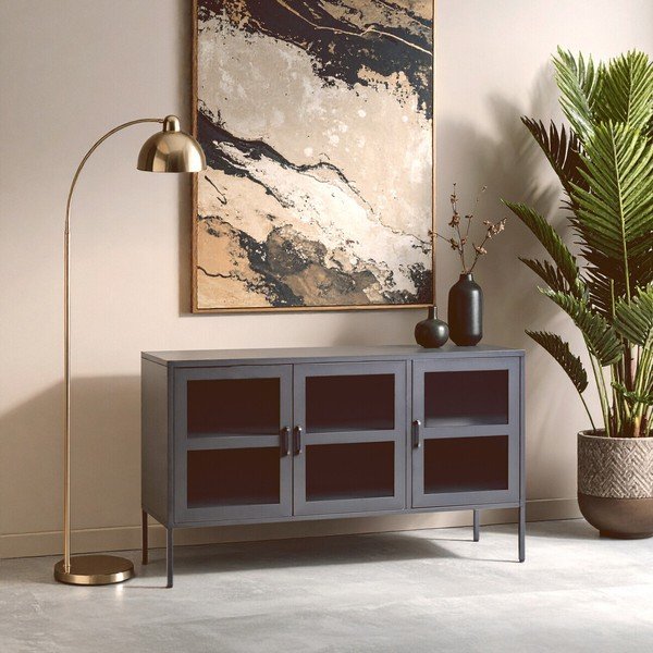 Siva jeklena vitrina 140x80x45 cm Acier – Premier Housewares-image-3