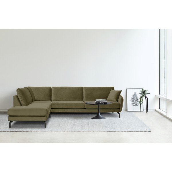 Zelena kotna žametna sedežna garnitura Scandic Magic, levi kot-image-1