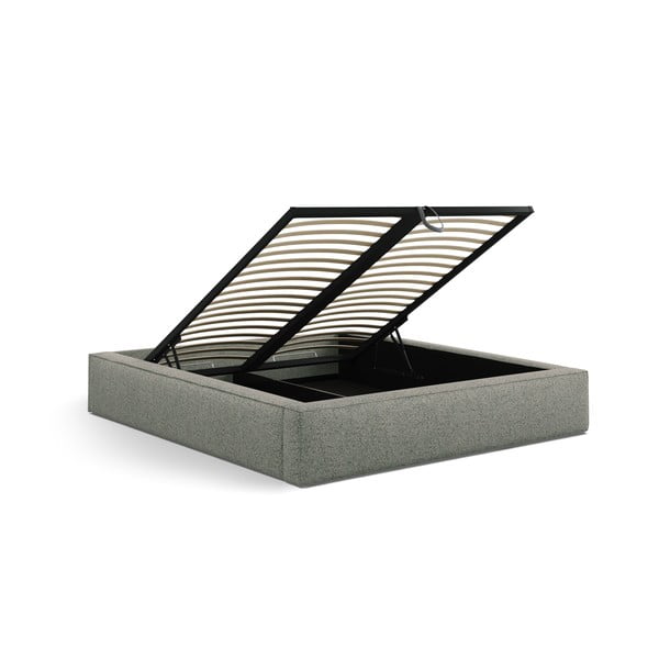 Zelena oblazinjena zakonska postelja s prostorom za shranjevanje z letvenim dnom 200x200 cm Simon Olivia – Micadoni -image-4