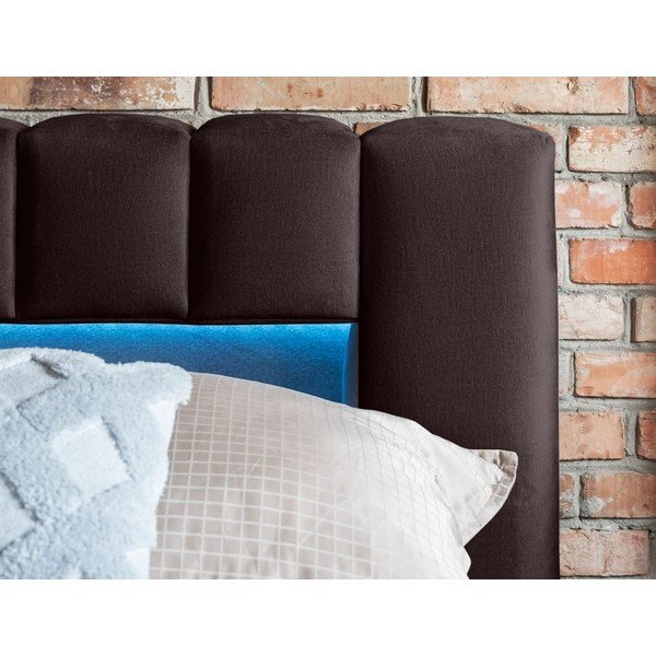 Temno rjava oblazinjena zakonska postelja s prostorom za shranjevanje in z letvenim dnom 160x200 cm Lamica – ELTAP-image-4