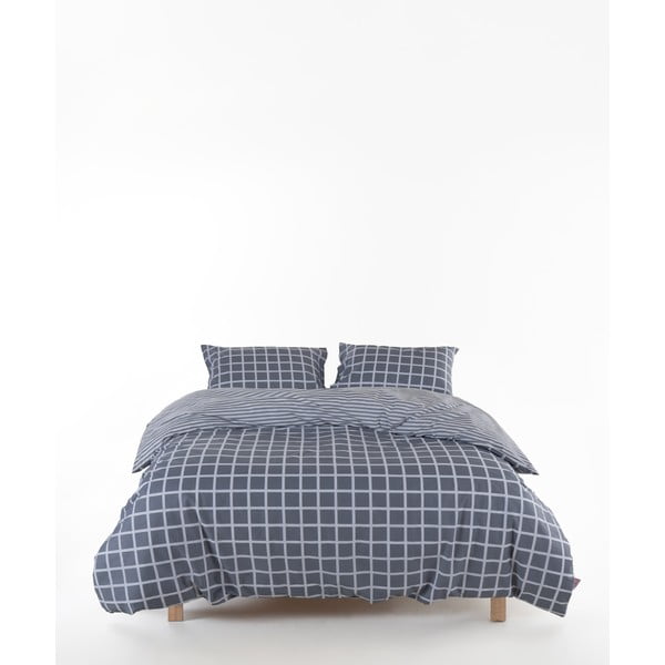 Siva podaljšana posteljnina za zakonsko posteljo iz renforce bombaža 240x220 cm Linear Calm Geometric – Mila Home Luxury