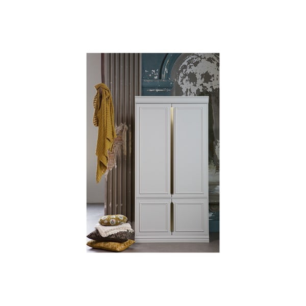 Svetlo siva garderobna omara iz masivnega bora 110x215x62 cm Organize – WOOOD-image-1