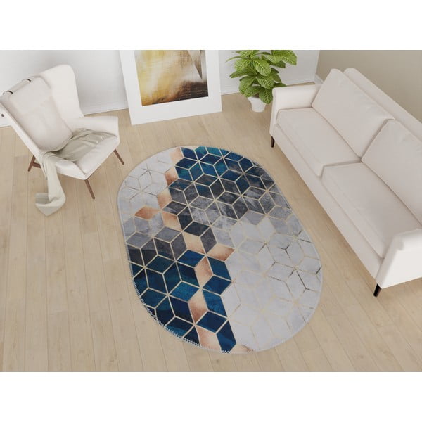 Bela/modrozelena pralna preproga 60x100 cm – Vitaus-image-1