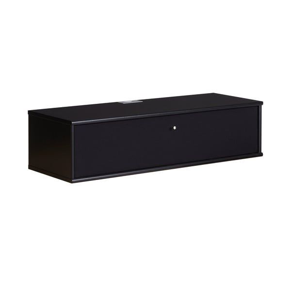 Črna TV omarica v jesenovem dekorju 89x22 cm Mistral – Hammel Furniture-image-3