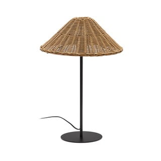 Črna/naravna namizna svetilka s senčnikom iz ratana (višina 50 cm) Urania – Kave Home