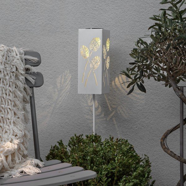 Bela kovinska sončna LED svetlobna dekoracija Star Trading Albaleaf-image-1