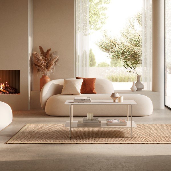 Kremno bela kovinska klubska mizica 58x90 cm Beatrix – MOME-image-1