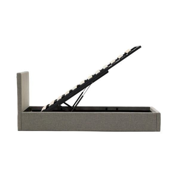 Siva oblazinjena postelja s prostorom za shranjevanje z letvenim dnom 90x200 cm Nahiri – Kave Home-image-3