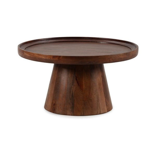 Temno rjava okrogla klubska mizica iz masivnega manga ø 80 cm Rose – MOME