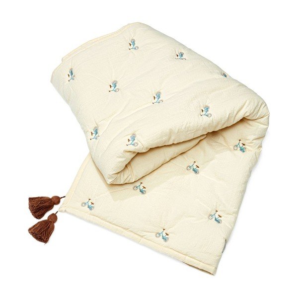 Rdeča/svetlo rumena prešita otroška odeja iz organskega bombaža 90x120 cm Bicycles – Cam Cam Copenhagen