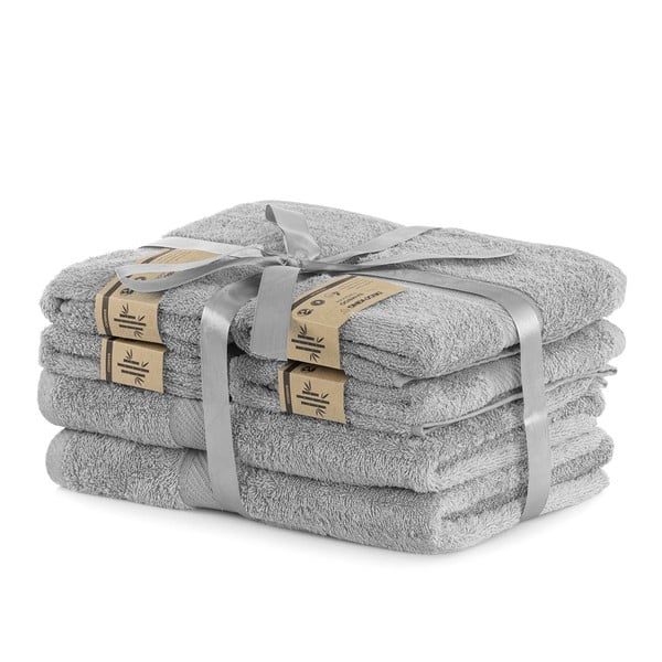 Sivi frotirni komplet brisač 6 ks iz mešanice bambusa Bamby – DecoKing-image-1