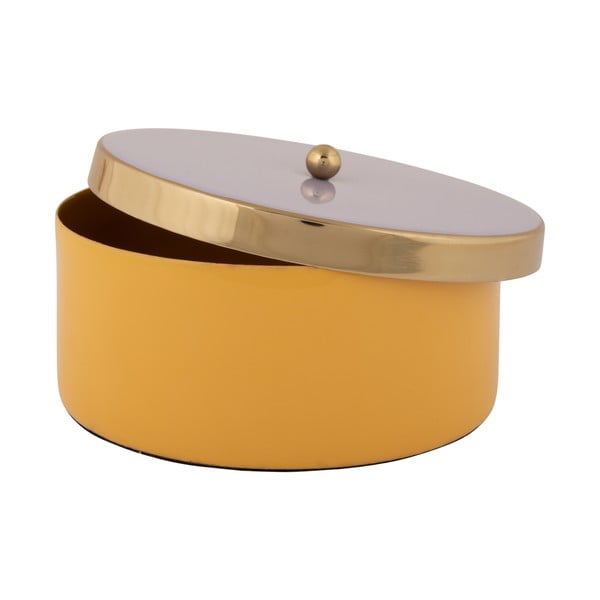 Rumena dekorativna kovinska škatla za shranjevanje ø 16x6 cm Double Funky – PT LIVING-image-3