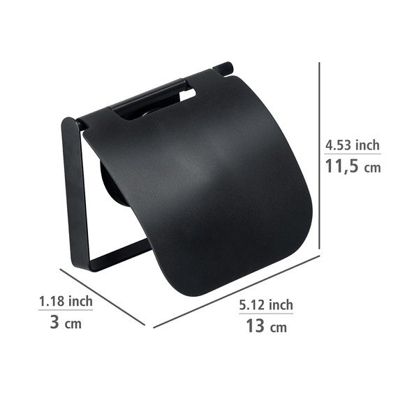 Črno stensko držalo za toaletni papir Wenko Static-Loc® Plus-image-1
