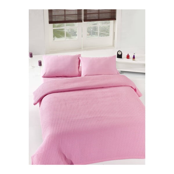 Lahkotno posteljno pregrinjalo Pink Pique, 200 x 235 cm